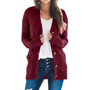 JMMSlmax Fall Sweaters Cardigans for Women Trendy Work Open Front Cardigan Fashion Button Down Cable Knit Chunky Outwear Coat