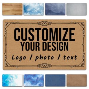 custom funny welcome doormat personalized logo photo text door mats decorative entrance way front door floor mat for indoor outdoor non-slip rubber area rugs doormats gift (15.7"x23.6")