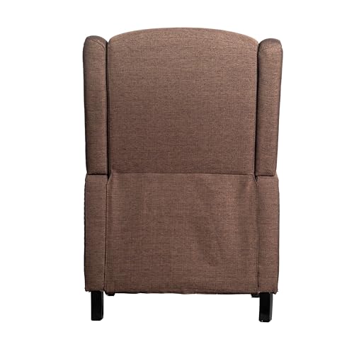 Flash Furniture Prescott Traditional Style Slim Push Back Chair-Wingback Recliner with Polyester Fabric Upholstery-Accent Nail Trim, Set of 1, Brown