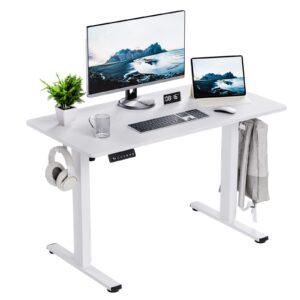 SohoTeco Motorized Standing Desks, Electric Stand Up Desk with Ultra Stable Construction and Cable Management,adjustable Height Desk with Memory Preset Design for Home Office Use 48x24 in White