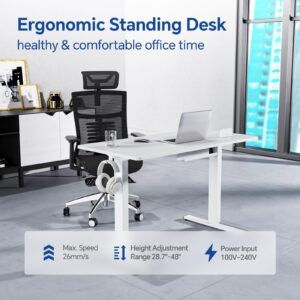 SohoTeco Motorized Standing Desks, Electric Stand Up Desk with Ultra Stable Construction and Cable Management,adjustable Height Desk with Memory Preset Design for Home Office Use 48x24 in White