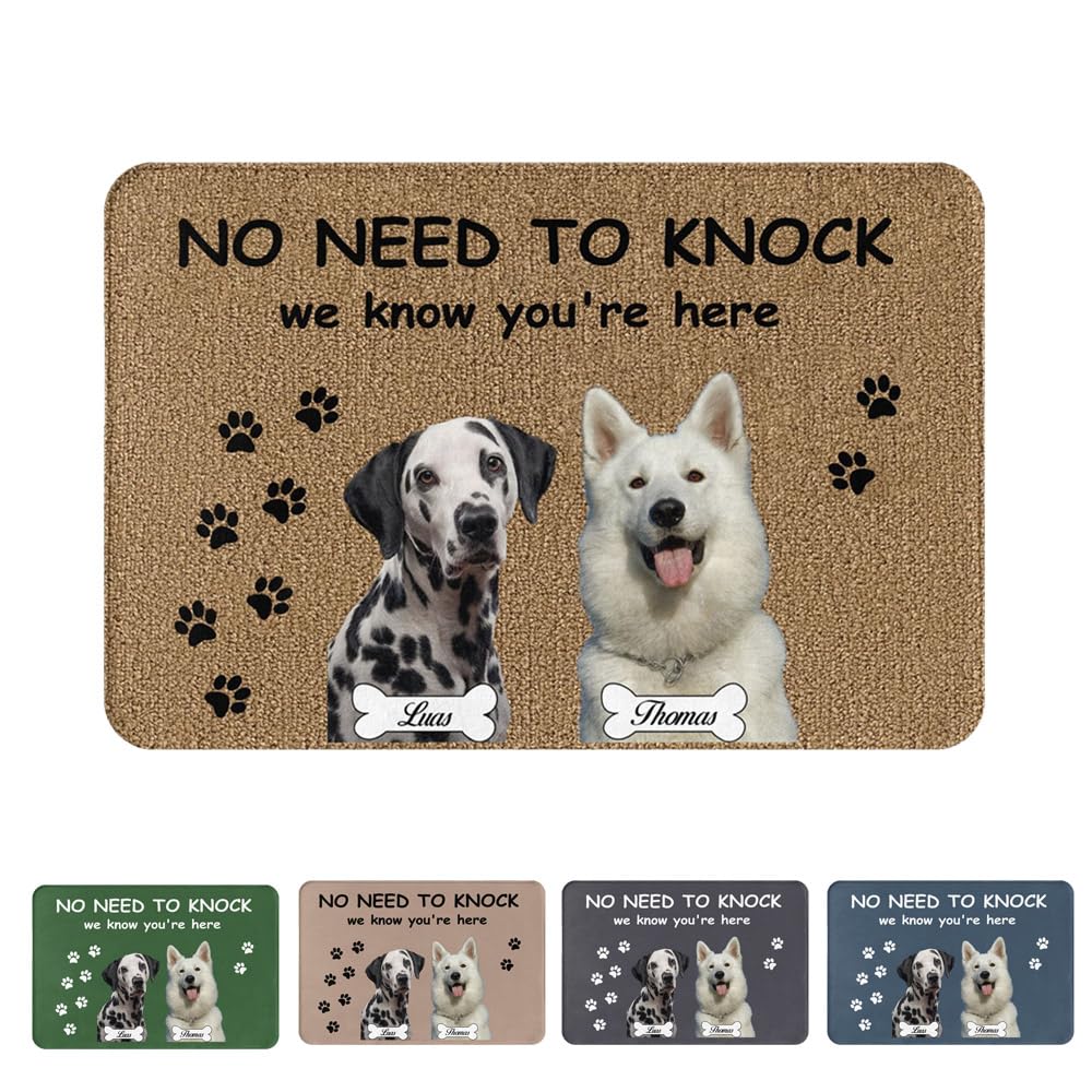 Custom Door Mat Personalized Dog Welcome Doormat Front Door Mat - No Need to Knock - Hope You Brought - Housewarming Gift Customized Outdoor Welcome Mat Rug Home Decor Dog Doormats (Style 1)