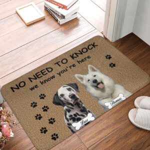 Custom Door Mat Personalized Dog Welcome Doormat Front Door Mat - No Need to Knock - Hope You Brought - Housewarming Gift Customized Outdoor Welcome Mat Rug Home Decor Dog Doormats (Style 1)