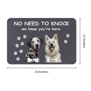 Custom Door Mat Personalized Dog Welcome Doormat Front Door Mat - No Need to Knock - Hope You Brought - Housewarming Gift Customized Outdoor Welcome Mat Rug Home Decor Dog Doormats (Style 1)