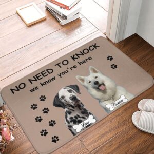 Custom Door Mat Personalized Dog Welcome Doormat Front Door Mat - No Need to Knock - Hope You Brought - Housewarming Gift Customized Outdoor Welcome Mat Rug Home Decor Dog Doormats (Style 1)