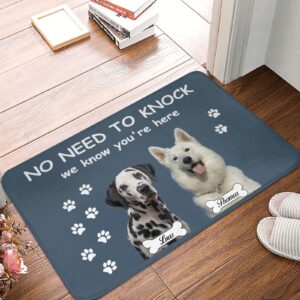 Custom Door Mat Personalized Dog Welcome Doormat Front Door Mat - No Need to Knock - Hope You Brought - Housewarming Gift Customized Outdoor Welcome Mat Rug Home Decor Dog Doormats (Style 1)