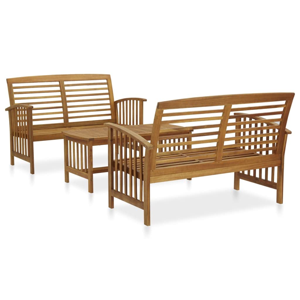 VRAXO 3 Piece Patio Lounge Set Solid Acacia Wood,Outdoor Furniture Sets-73.7lbs