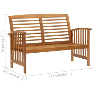 VRAXO 3 Piece Patio Lounge Set Solid Acacia Wood,Outdoor Furniture Sets-73.7lbs