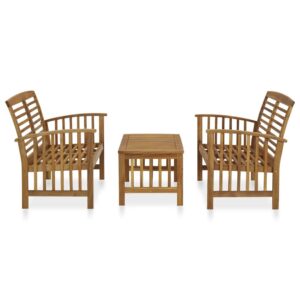 VRAXO 3 Piece Patio Lounge Set Solid Acacia Wood,Outdoor Furniture Sets-73.7lbs