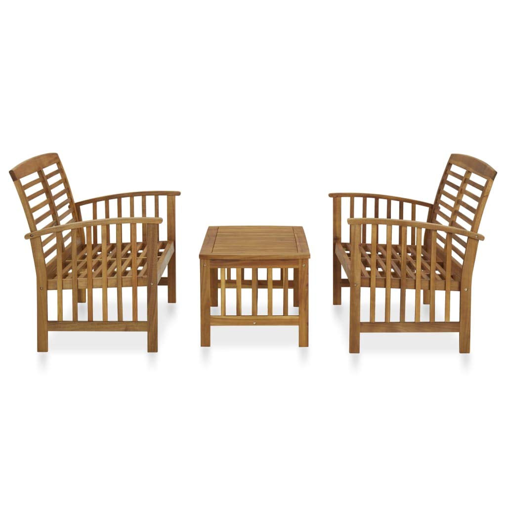 VRAXO 3 Piece Patio Lounge Set Solid Acacia Wood,Outdoor Furniture Sets-73.7lbs