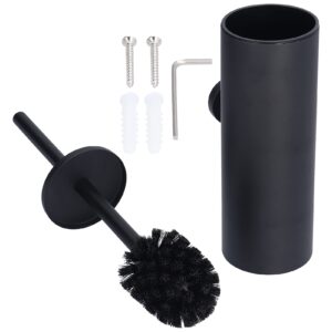 toilet bowl cleaners, toilet brush with holder stainless steel long handle toilet bowl brush soft toilet brush toilet cleaning brush set (black)