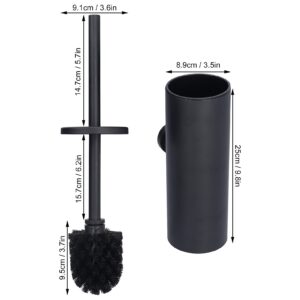 Toilet Bowl Cleaners, Toilet Brush with Holder Stainless Steel Long Handle Toilet Bowl Brush Soft Toilet Brush Toilet Cleaning Brush Set (Black)