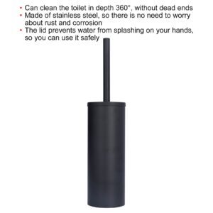 Toilet Bowl Cleaners, Toilet Brush with Holder Stainless Steel Long Handle Toilet Bowl Brush Soft Toilet Brush Toilet Cleaning Brush Set (Black)