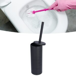 Toilet Bowl Cleaners, Toilet Brush with Holder Stainless Steel Long Handle Toilet Bowl Brush Soft Toilet Brush Toilet Cleaning Brush Set (Black)