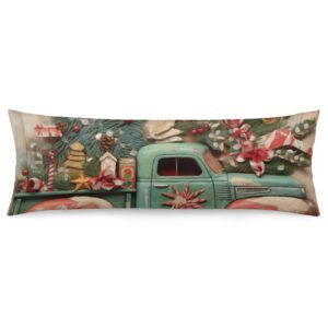 masiledy body pillow case christmas holiday extra large pillowcase christmas truck vintage body pillowcase bed large soft body pillow covers 20x54 inches for bedroom soft breathable