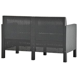 VRAXO 2 Piece Patio Lounge Set with Cushions PP Rattan Anthracite,Outdoor Furniture Sets-41.69lbs