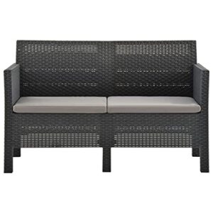 VRAXO 2 Piece Patio Lounge Set with Cushions PP Rattan Anthracite,Outdoor Furniture Sets-41.69lbs