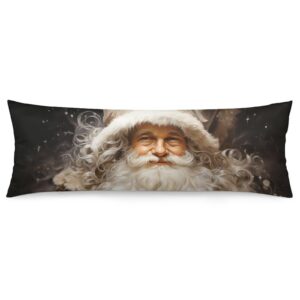 masiledy body pillowcase happy winter holiday pillow cover christmas santa long body pillow case cover polyester decorative 20x54 inches for decoration sofa couch soft breathable