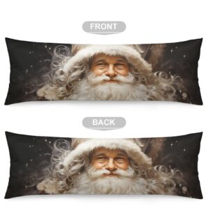 MaSiledy Body Pillowcase Happy Winter Holiday Pillow Cover Christmas Santa Long Body Pillow Case Cover Polyester Decorative 20x54 Inches for Decoration Sofa Couch Soft Breathable