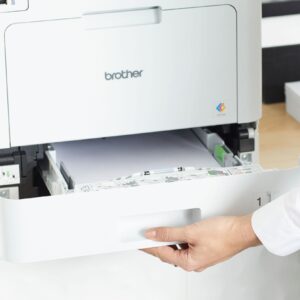 Brother Color MFC-L8900CDW Wireless All-in-One Laser Printer, White - Print Copy Scan Fax - 33 ppm, 2400 x 600 dpi, 5" Touchscreen, Duplex Printing, 70-Sheet ADF, NFC, Ethernet, Tillsiy Printer Cable