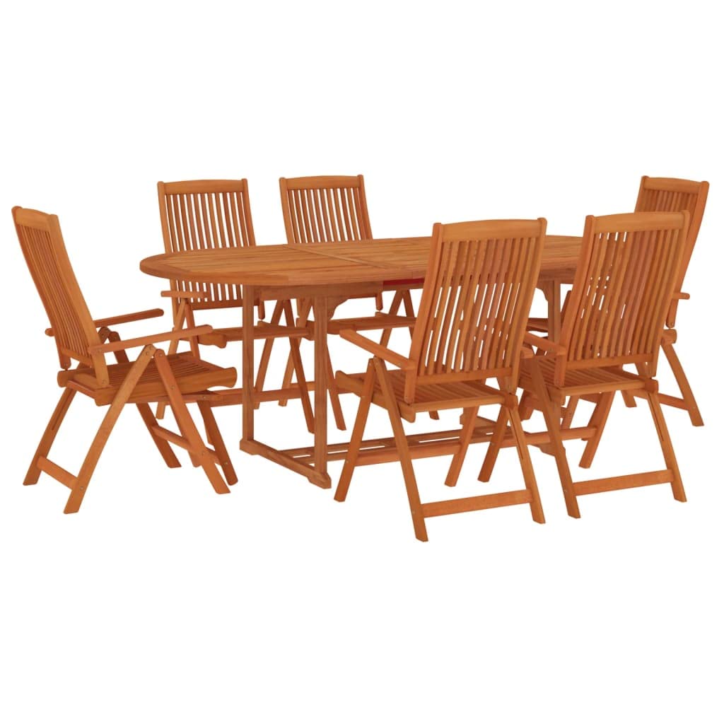 7 Piece Patio Dining Set,Outdoor Bistro Table Set,Afternoon Tea Tables and Chairs,Garden Dining Set,Backyard Desks and Chairs,Lounge Seat,for Backyard,Garden,Poolside,Balcony,Solid Wood Eucalyptus