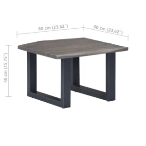 Center Table Modern Coffee Table Side End Table Coffee Table with Live Edges Gray 23.6"x23.6"x15.7"for Living Room,Home,Office,Living Meeting Room