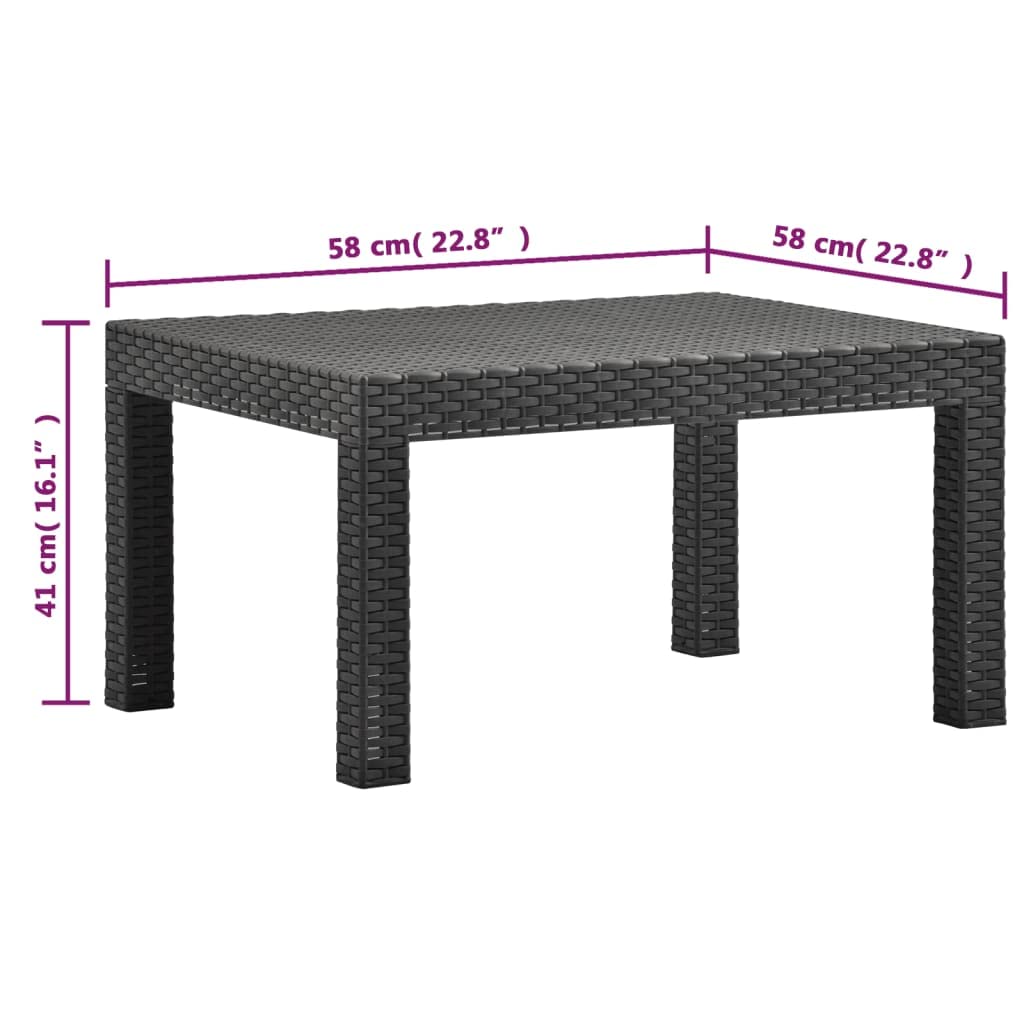 VRAXO 2 Piece Patio Lounge Set with Cushions PP Rattan Anthracite,Outdoor Furniture Sets-72.05lbs