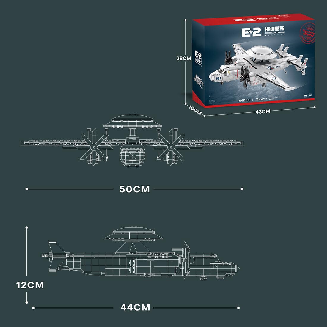 LOCHE Military Helicopter Building Blocks, E2 Fighter Model Modern Military Plane Building Blocks Set, MOC Aircraft Model Gift for Kids and Adult (1144PCS)