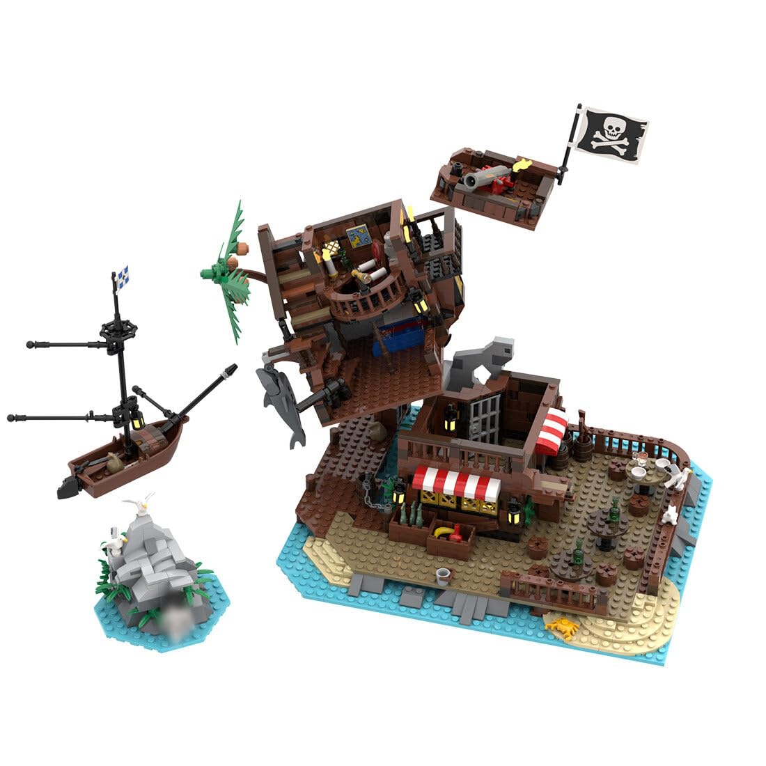 MAYD Medieval Island Building Sets, 1033Pcs Medieval Pirate Island Modular Pirate Series House Buildings, Architecture Toys Gifts Room Decor for Adults Teens