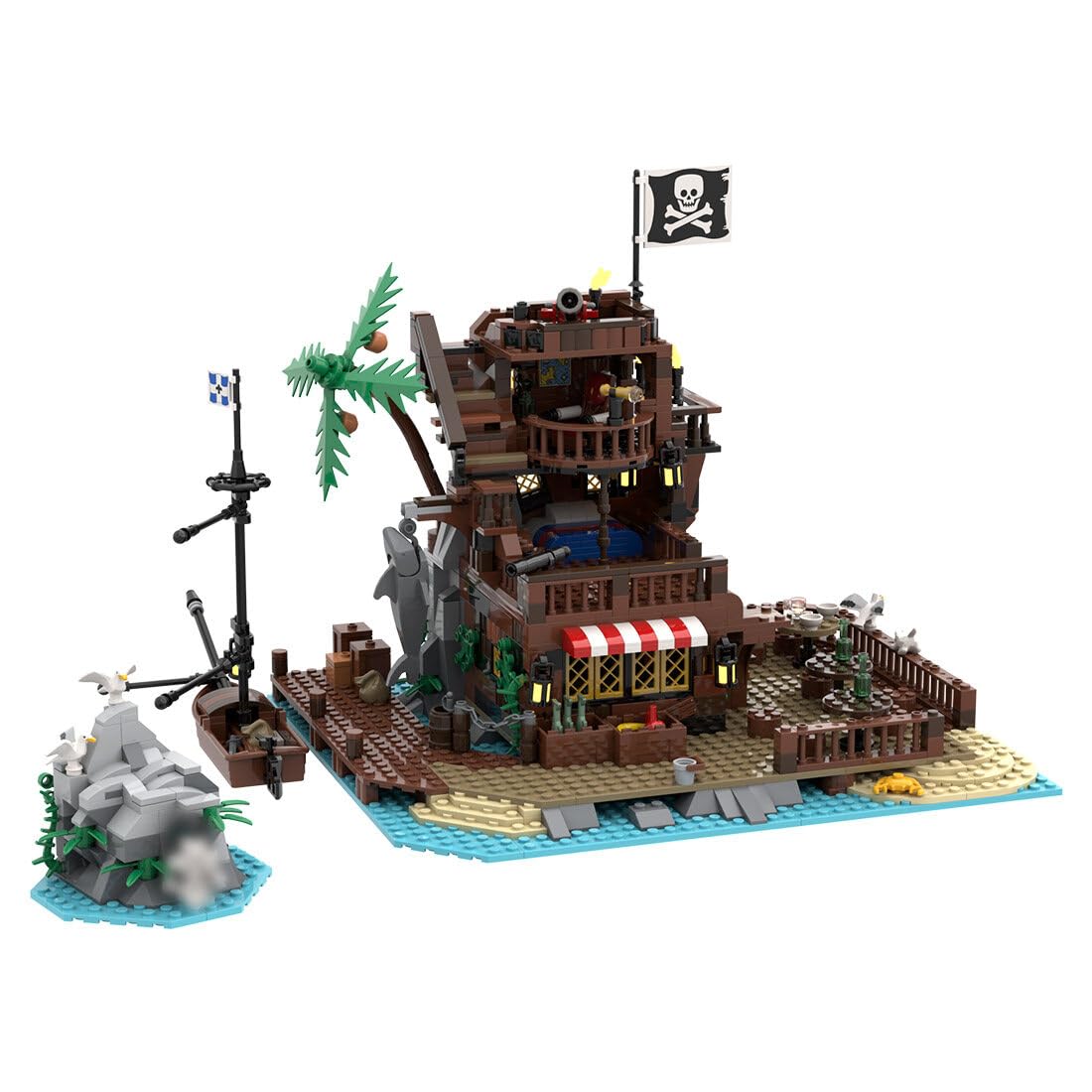 MAYD Medieval Island Building Sets, 1033Pcs Medieval Pirate Island Modular Pirate Series House Buildings, Architecture Toys Gifts Room Decor for Adults Teens