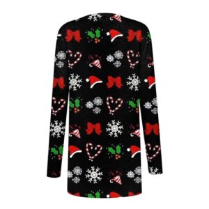 Christmas Cardigan for Women Plus Size Women's Christmas Sweater Cardigan Long Sleeve Oversized Open Front Xmas Tree Snowflake Outwear Coat