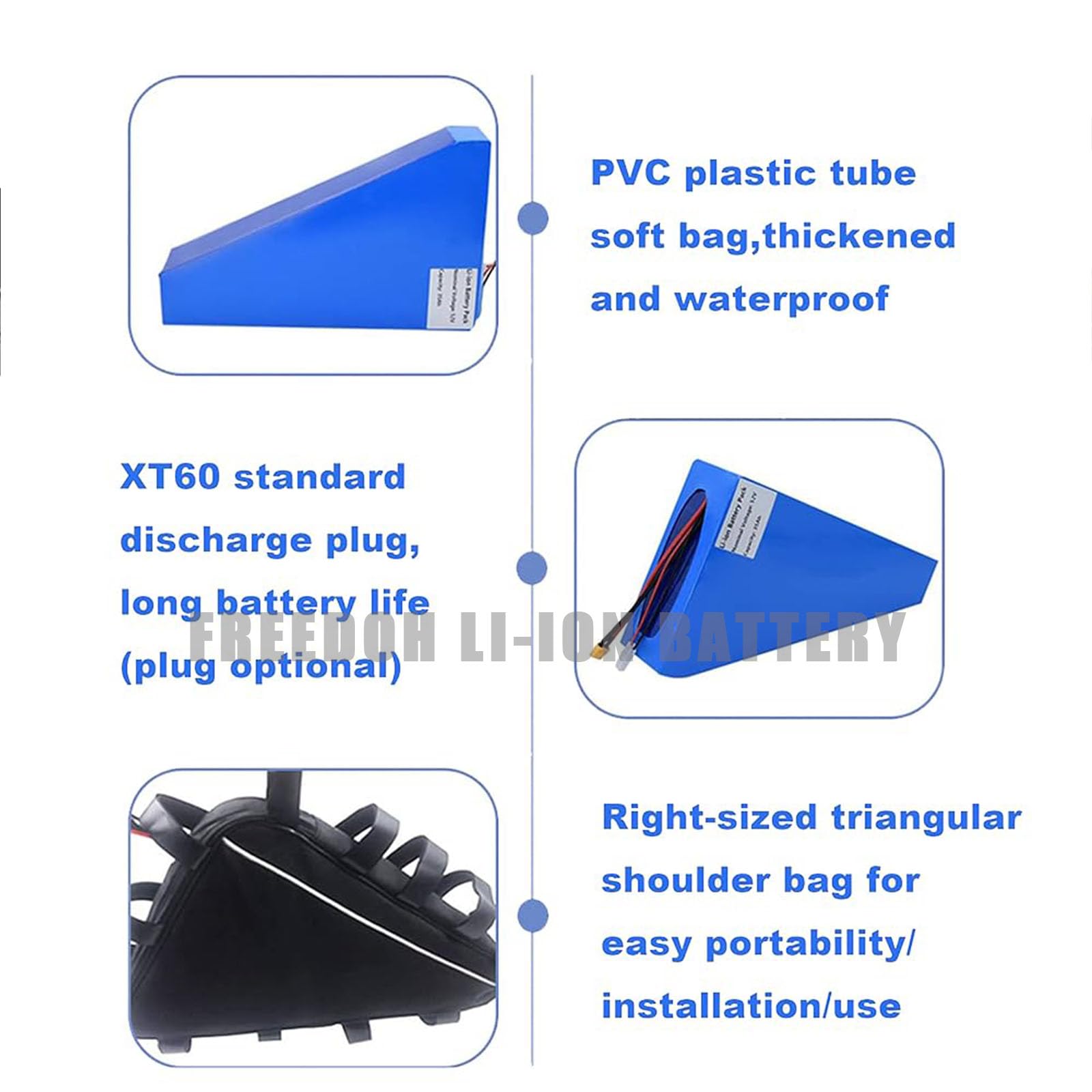 FREEDOH E-Bike Triangle Battery 36V 20Ah Lithium-ion Battery Pack 36V Ebike High Power Battery 750W 250W Electric Motorcycle Li-ion Battery