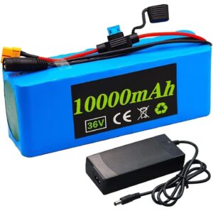 BaYte E-Bike Battery 36V 10Ah 10S3P Replacement Lithium Battery Built-in BMS for 150W 350W 500W Motor Electric Motorcycle Scooter with Charger