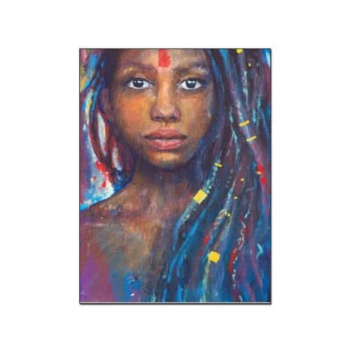 ESyem Posters African Wall Art African American Beautiful Women Poster Abstract Portrait Poster Canvas Art Poster And Wall Art Picture Print Modern Family Bedroom Decor 24x32inch(60x80cm) Frame-style