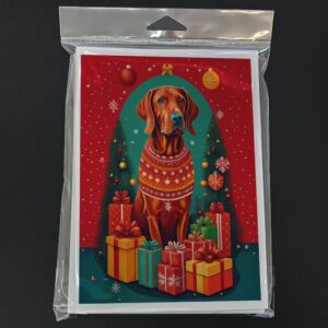 Caroline's Treasures DAC3149GCA7P Red Redbone Coonhound Holiday Christmas Greeting Cards Pack of 8 Blank Cards with Envelopes Whimsical A7 Size 5x7 Blank Note Cards