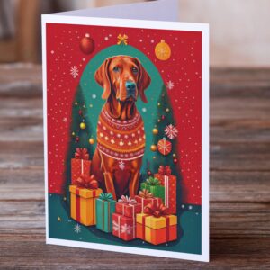 Caroline's Treasures DAC3149GCA7P Red Redbone Coonhound Holiday Christmas Greeting Cards Pack of 8 Blank Cards with Envelopes Whimsical A7 Size 5x7 Blank Note Cards