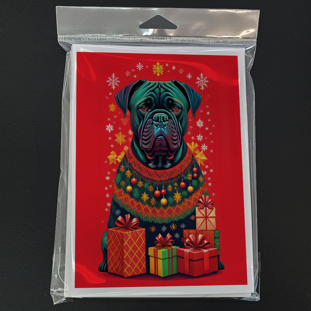 Caroline's Treasures DAC3064GCA7P Cane Corso Holiday Christmas Greeting Cards Pack of 8 Blank Cards with Envelopes Whimsical A7 Size 5x7 Blank Note Cards