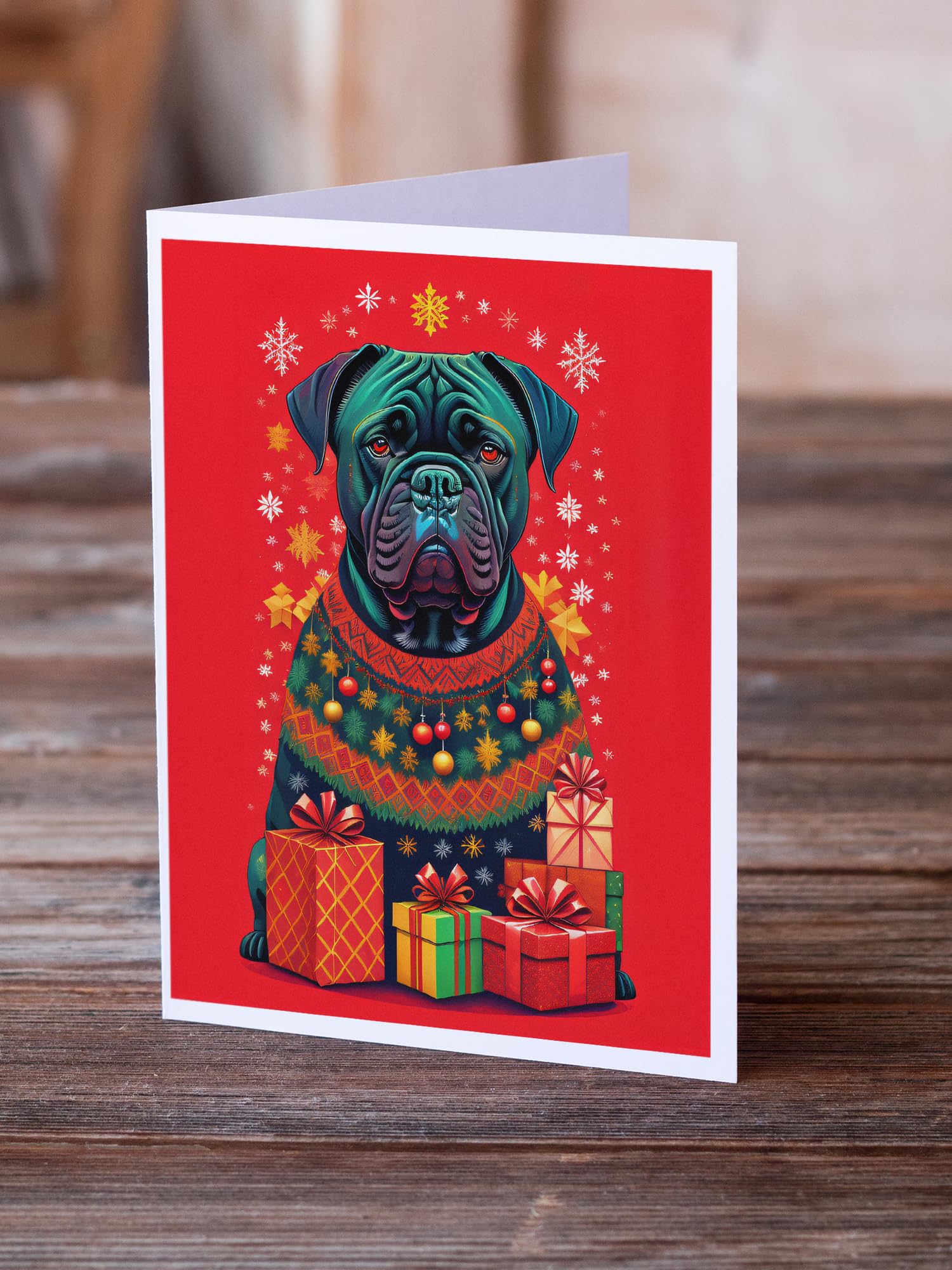 Caroline's Treasures DAC3064GCA7P Cane Corso Holiday Christmas Greeting Cards Pack of 8 Blank Cards with Envelopes Whimsical A7 Size 5x7 Blank Note Cards