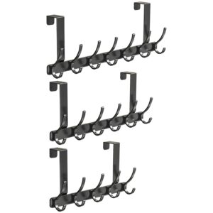 Walbest Over Door Storage Rack with 5/6/7 Hooks, Punch Free Over The Door Hooks, Heavy Duty Carbon Steel Door Back Hooks, Mount Hanging Coat Towel Bag Hat Scarf Organizer Rack Hanger Black 7 Hooks