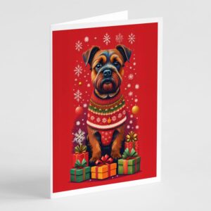 caroline's treasures dac3049gca7p border terrier holiday christmas greeting cards pack of 8 blank cards with envelopes whimsical a7 size 5x7 blank note cards