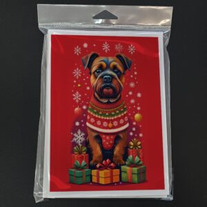 Caroline's Treasures DAC3049GCA7P Border Terrier Holiday Christmas Greeting Cards Pack of 8 Blank Cards with Envelopes Whimsical A7 Size 5x7 Blank Note Cards