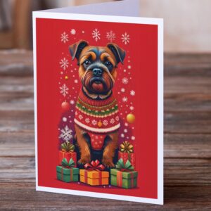 Caroline's Treasures DAC3049GCA7P Border Terrier Holiday Christmas Greeting Cards Pack of 8 Blank Cards with Envelopes Whimsical A7 Size 5x7 Blank Note Cards