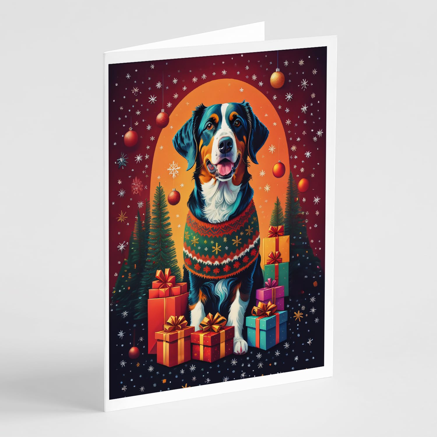 Caroline's Treasures DAC3030GCA7P Appenzeller Sennenhund Holiday Christmas Greeting Cards Pack of 8 Blank Cards with Envelopes Whimsical A7 Size 5x7 Blank Note Cards