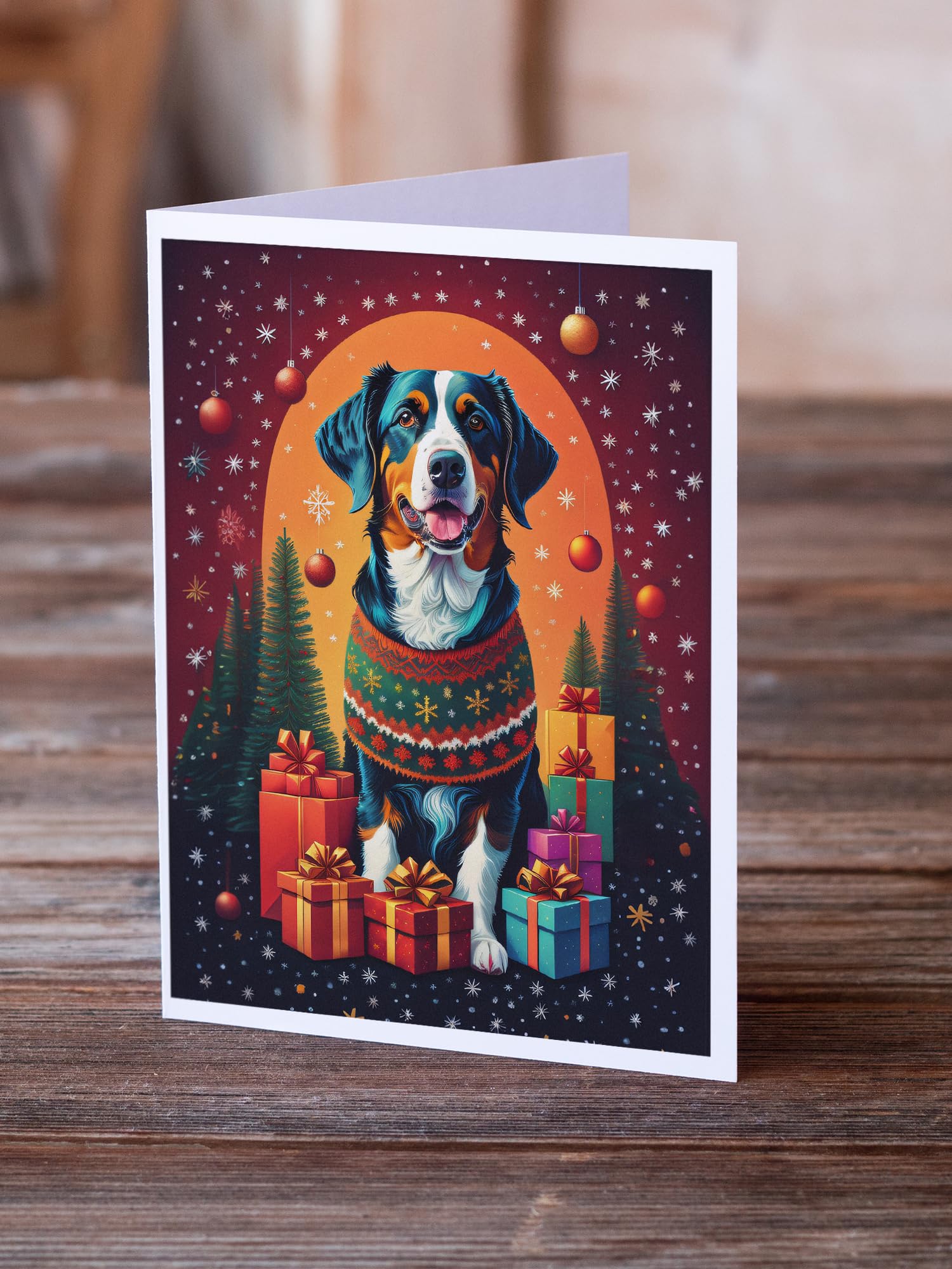 Caroline's Treasures DAC3030GCA7P Appenzeller Sennenhund Holiday Christmas Greeting Cards Pack of 8 Blank Cards with Envelopes Whimsical A7 Size 5x7 Blank Note Cards