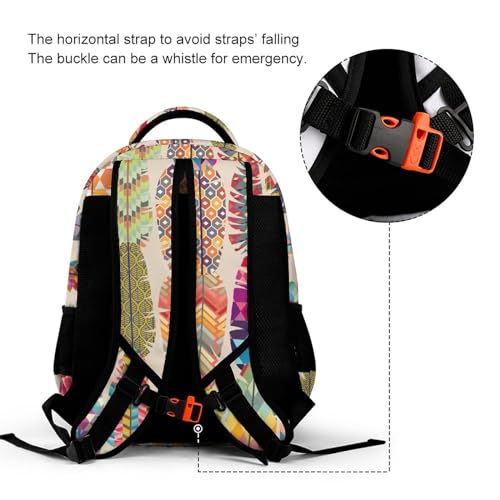 Colored Feather Pattern Travel Laptop Backpack Durable Computer Bag Casual Daypack Work Backpack for Women & Men