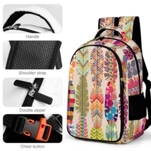 Colored Feather Pattern Travel Laptop Backpack Durable Computer Bag Casual Daypack Work Backpack for Women & Men