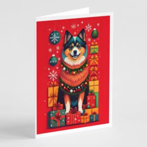 Caroline's Treasures DAC3086GCA7P Finnish Lapphund Holiday Christmas Greeting Cards Pack of 8 Blank Cards with Envelopes Whimsical A7 Size 5x7 Blank Note Cards