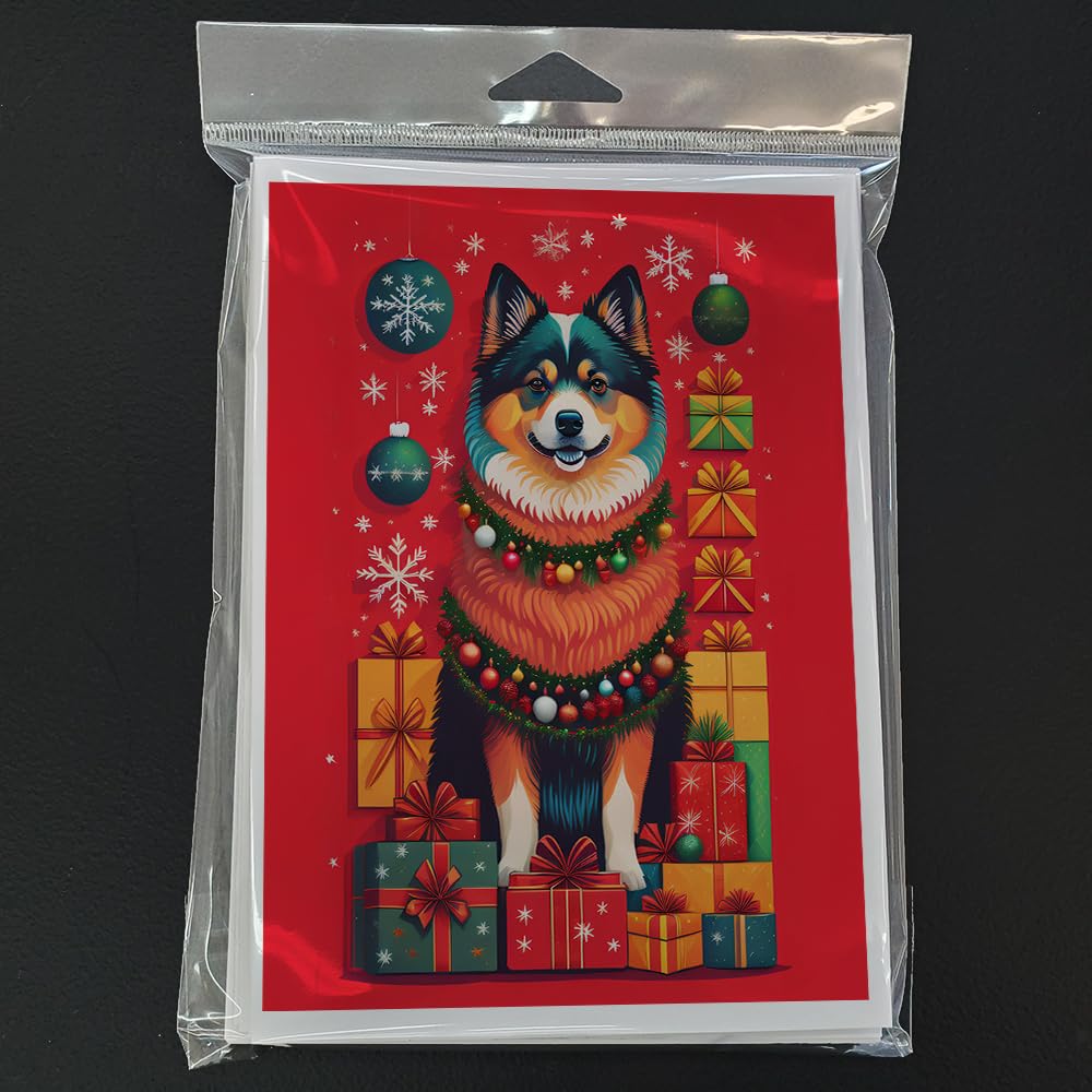 Caroline's Treasures DAC3086GCA7P Finnish Lapphund Holiday Christmas Greeting Cards Pack of 8 Blank Cards with Envelopes Whimsical A7 Size 5x7 Blank Note Cards