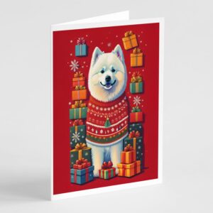 caroline's treasures dac3153gca7p samoyed holiday christmas greeting cards pack of 8 blank cards with envelopes whimsical a7 size 5x7 blank note cards