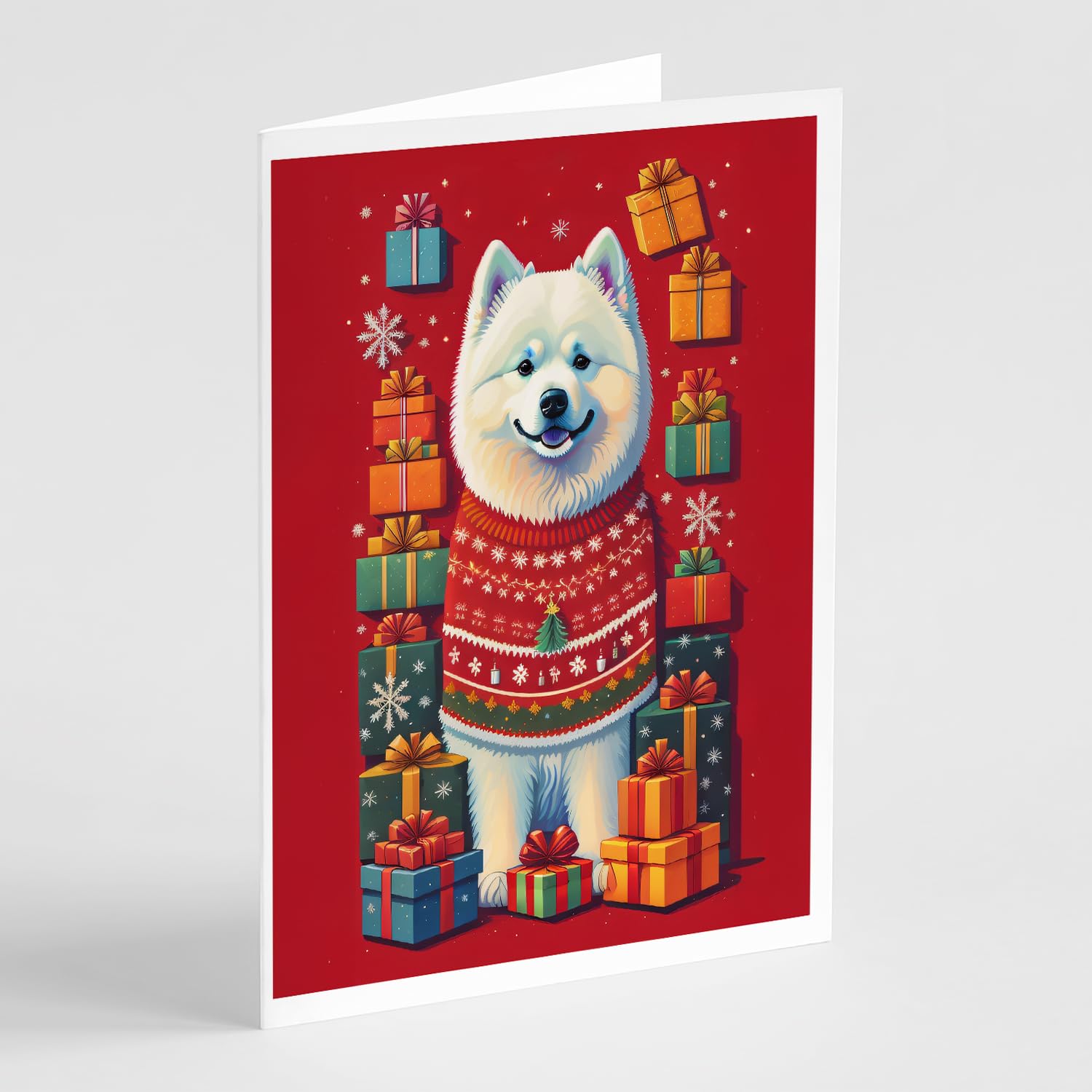 Caroline's Treasures DAC3153GCA7P Samoyed Holiday Christmas Greeting Cards Pack of 8 Blank Cards with Envelopes Whimsical A7 Size 5x7 Blank Note Cards